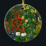 Farm Garden med solblommor av Gustav Klimt Julgransprydnad Keramik<br><div class="desc">Farm Garden med solblommor,  målning av berömd av Gustav Klimt</div>