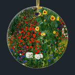Farm Garden med solblommor av Gustav Klimt Julgransprydnad Keramik<br><div class="desc">Farm Garden med solblommor,  målning av berömd av Gustav Klimt</div>