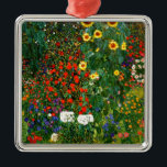 Farm Garden med solblommor av Gustav Klimt Julgransprydnad Metall<br><div class="desc">Farm Garden med solblommor,  målning av berömd av Gustav Klimt</div>