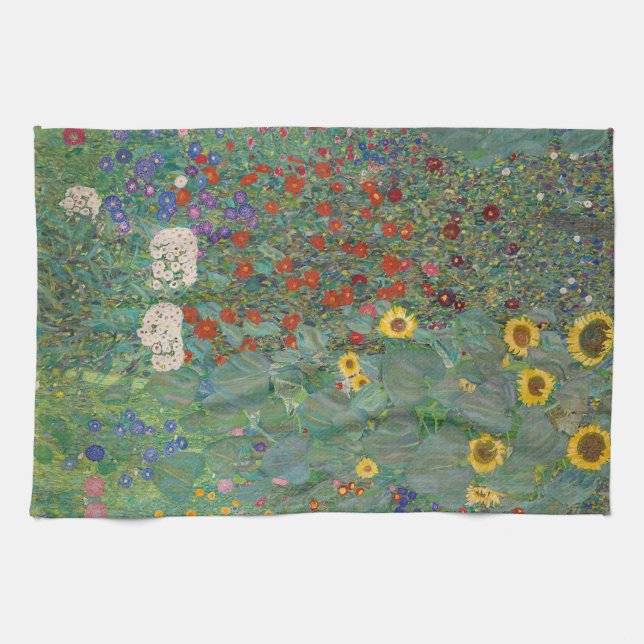 Farm Garden med solblommor av Gustav Klimt Kökshandduk (Horisontell)