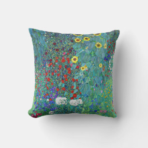 Farm Garden med solblommor av Gustav Klimt Kudde