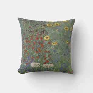 Farm Garden med solblommor av Gustav Klimt Kudde