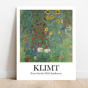 Farm Garden med solblommor av Gustav Klimt Poster