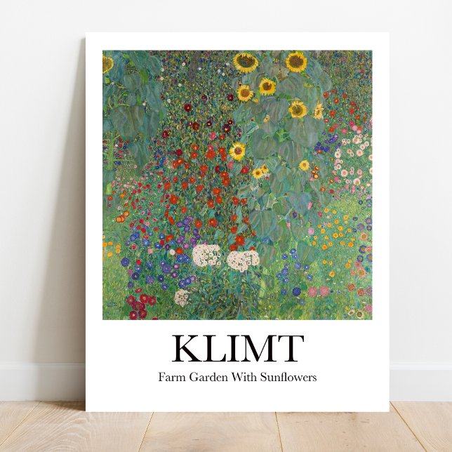 Farm Garden med solblommor av Gustav Klimt Poster (Bring Sunshine Home: Klimt's "Farm Garden." Golden hues, vibrant florals)