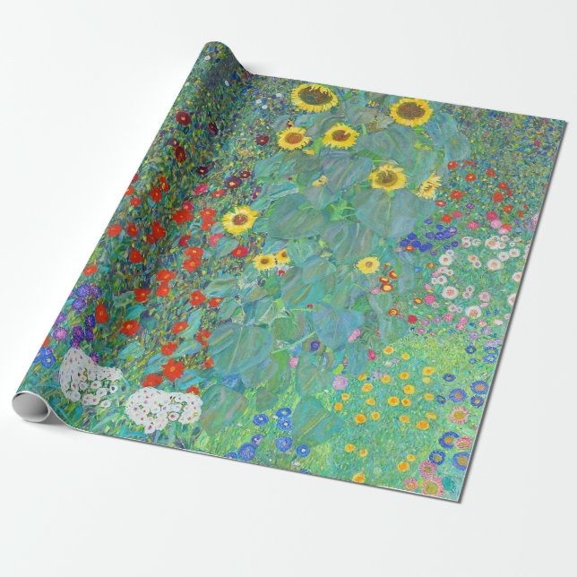 Farm Garden med solblommor av Gustav Klimt    Presentpapper (Utrullad)