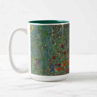 Farm Garden med solblommor av Gustav Klimt Två-Tonad Mugg