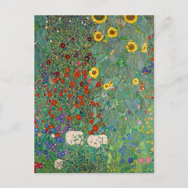 Farm Garden med solblommor av Gustav Klimt Vykort (Framsida)