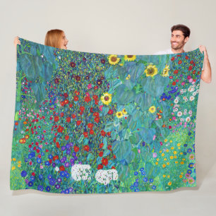Farm Garden med solblommor, Gustav Klimt Fleecefilt