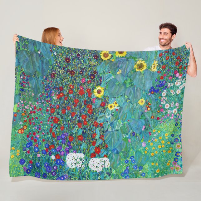 Farm Garden med solblommor, Gustav Klimt Fleecefilt (På plats)