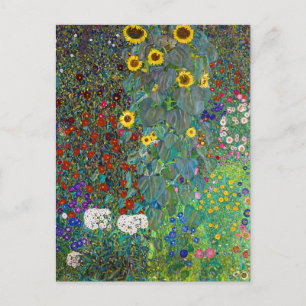 Farm Garden med solblommor   Gustav Klimt   Foto Vykort