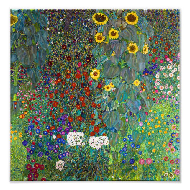 Farm Garden med solblommor | Gustav Klimt | Fototryck (Framsidan)