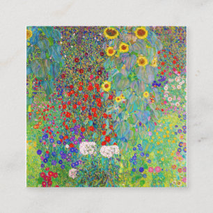 Farm Garden med solblommor Gustav Klimt Fyrkantigt Visitkort