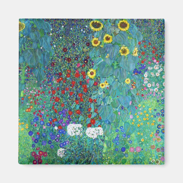 Farm Garden med solblommor, Gustav Klimt Magnet (Framsidan)