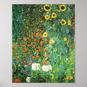 Farm Garden med solblommor Gustav Klimt Poster