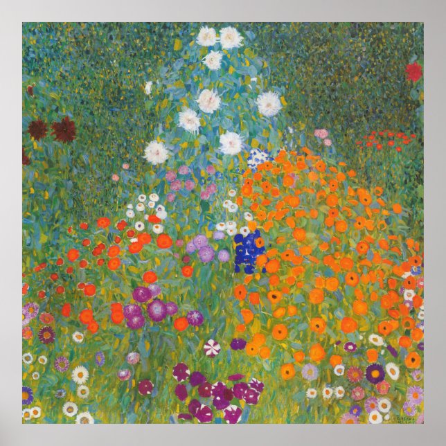 Farm Garden med solblommor - Gustav Klimt Poster (Framsidan)