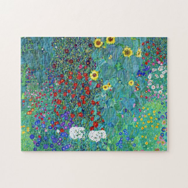 Farm Garden med solblommor, Gustav Klimt Pussel (Horisontell)