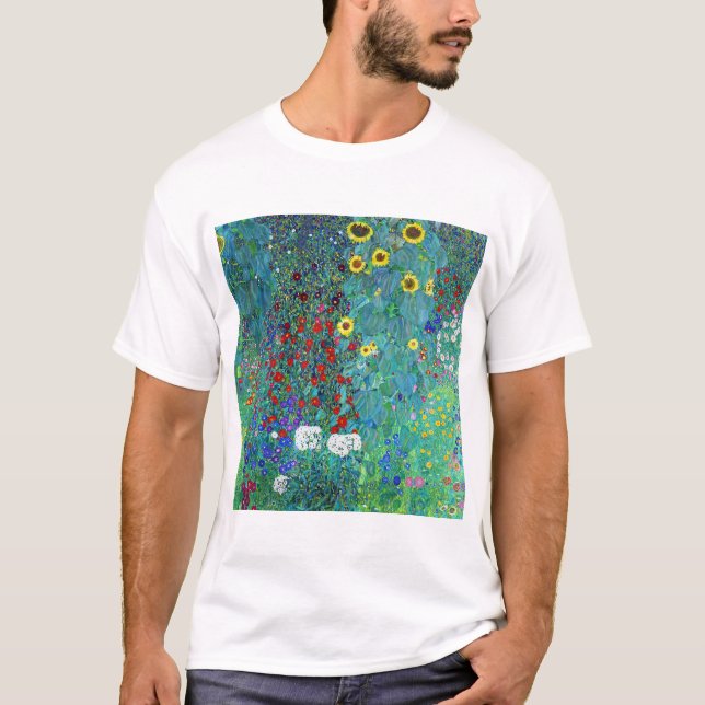 Farm Garden med solblommor, Gustav Klimt T Shirt (Framsida)