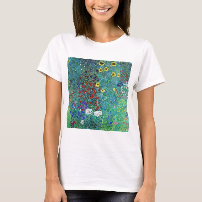 Farm Garden med solblommor, Gustav Klimt T Shirt (Framsida)