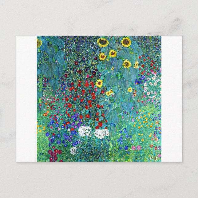 Farm Garden med solblommor, Gustav Klimt Vykort (Framsida)