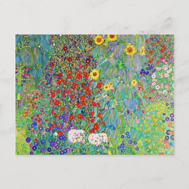 Farm Garden med solblommor Gustav Klimt Vykort (Framsida)