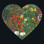 Farm Garden med solblommor Hjärtformat Klistermärke<br><div class="desc">Gustav Klimts berömd,  Farm Garden med solblommor.</div>