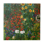 Farm Garden med solblommor, populär bra konst Kakelplatta<br><div class="desc">Farm Garden med solblommor,  målning av Gustav Klimt som ger bäst resultat</div>