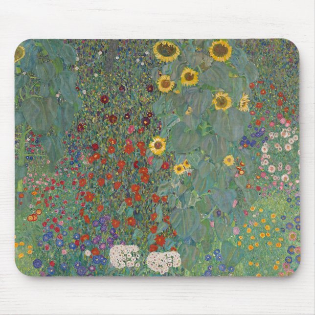 Farm Garden Sunblommor av Gustav Klimt Painting Musmatta (Framsidan)