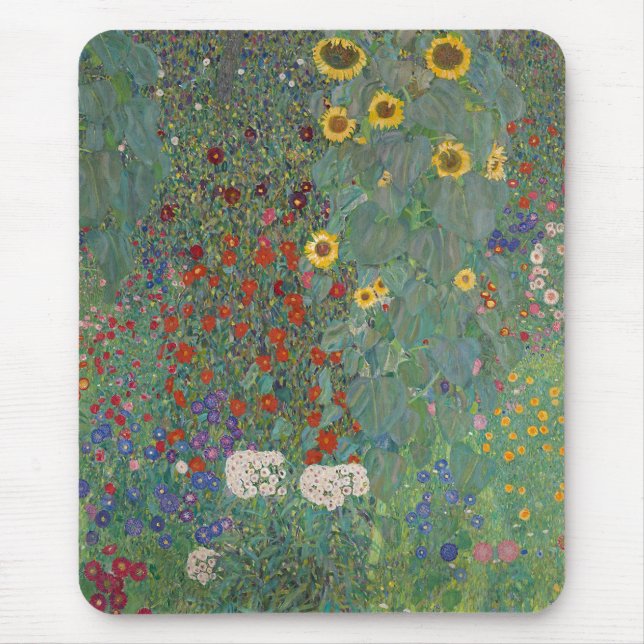 Farm Garden Sunblommor av Gustav Klimt Painting Musmatta (Framsidan)