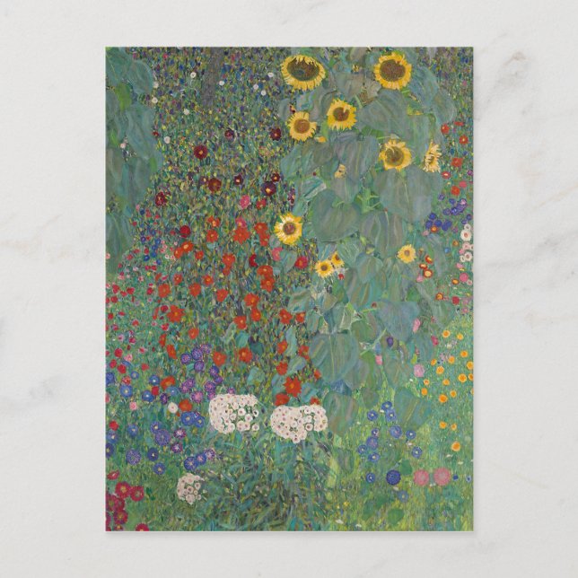 Farm Garden Sunblommor av Gustav Klimt Painting Vykort (Framsida)