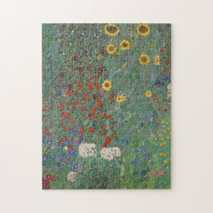 Farm Garden Sunflowers by Gustav Klimt Painting Pussel