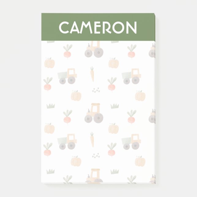 Farm Garden Watercolor Roligt Mönster Post-it Block (Framsida)