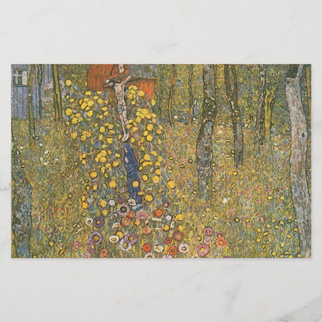 Farm Garden With Crucifix (av Gustav Klimt) Brevpapper (Framsida)