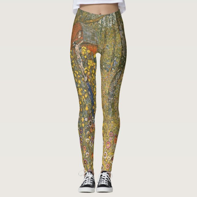 Farm Garden With Crucifix (av Gustav Klimt) Leggings (Framsida)