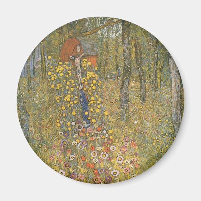 Farm Garden With Crucifix (av Gustav Klimt) Magnet (Framsidan)