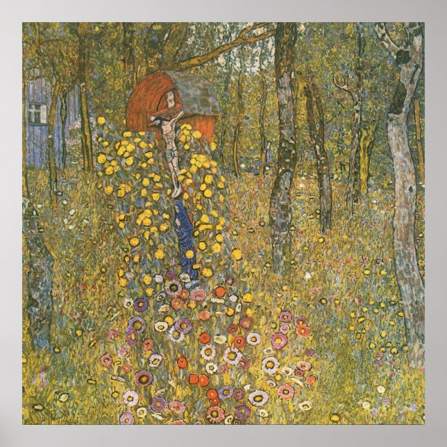 Farm Garden With Crucifix (av Gustav Klimt) Poster (Framsidan)