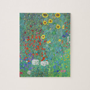 Farm Garden with Sunflowers by Gustav Klimt Pussel
