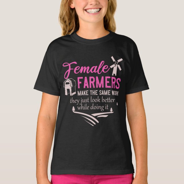 Farm Girl Animals Female Farmer Rancher Dotter T Shirt (Framsida)