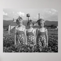 Farm Girls, 1939. Vintage Photo