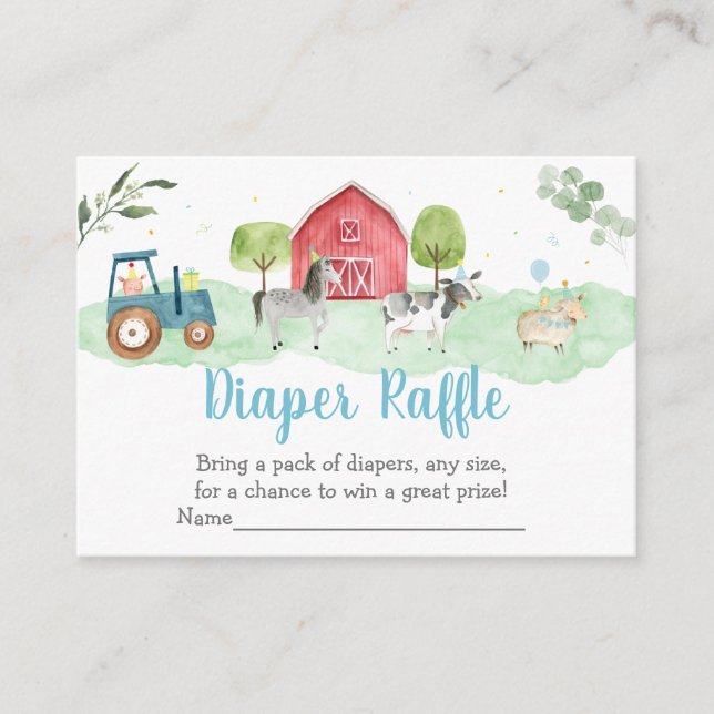 Farm Greenery Baby Shower Diaper Raffle Cards Tilläggskort (Framsida)