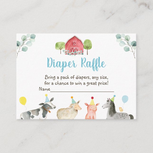 Farm Greenery Baby Shower Diaper Raffle Cards Tilläggskort (Framsida)