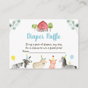 Farm Greenery Baby Shower Diaper Raffle Cards Tilläggskort