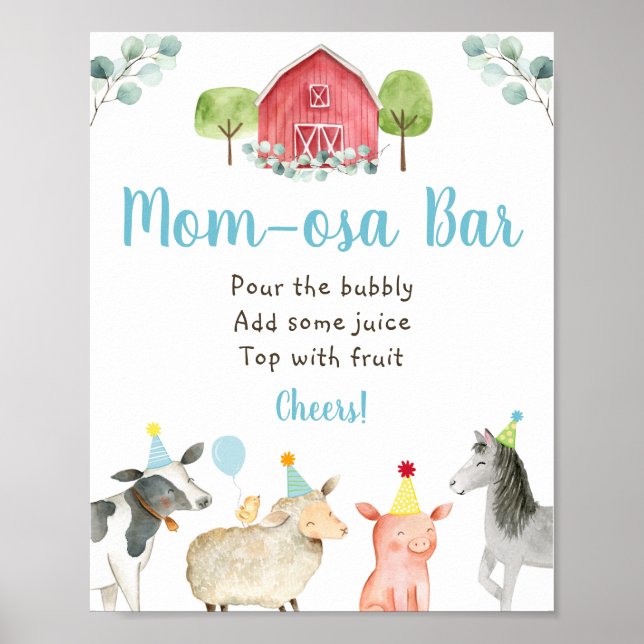 Farm Greenery Baby Shower Mamma-osa Pub-tecken Poster (Framsidan)