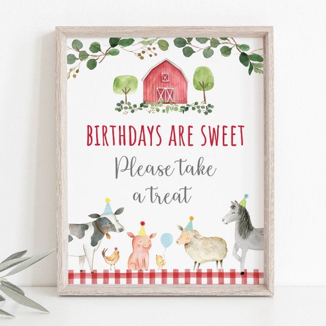Farm Greenery Birthday Treat Sign Poster (Skapare uppladdad)