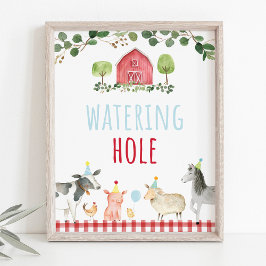 Farm Greenery Watering Hål Birthday-tecken Poster