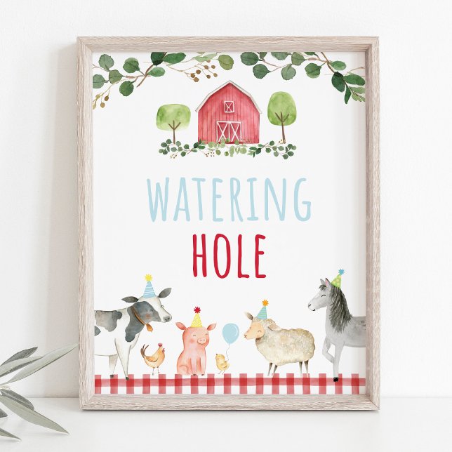 Farm Greenery Watering Hål Birthday-tecken Poster (Skapare uppladdad)