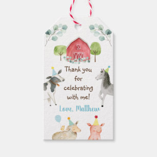Farm Grey Barnyard Birthday Presentetikett