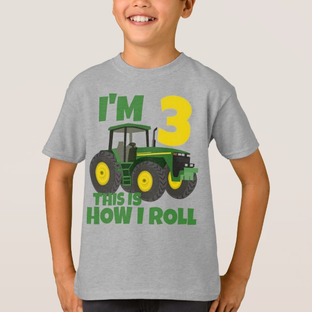 Farm Grönt Tractor 3:e födelsedagen Party Farmer B T Shirt (Framsida)