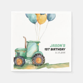 Farm Grönt Tractor Birthday Pappersservett
