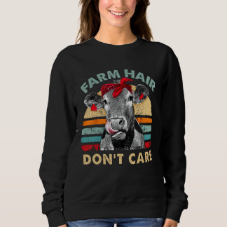Farm Hair bryr sig inte om Pun Cows Älskare Vintag T Shirt