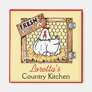 Farm Hen Land Kitchen Personlig Magnet